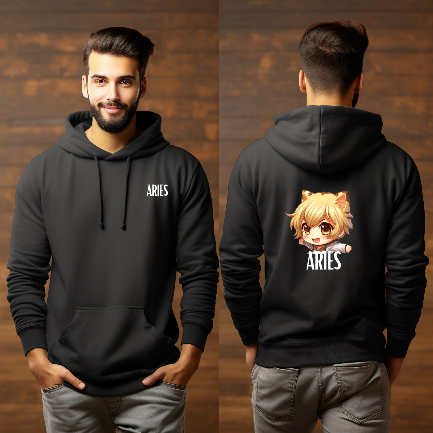 ARIES MALE BLACK HOODIE