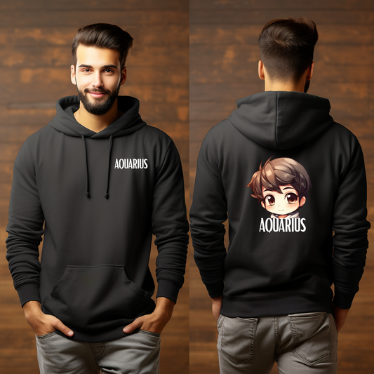 AQUARIUS MALE BLACK HOODIE