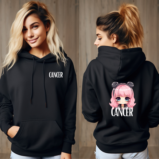 CANCER FEMALE BLACK HOODIE