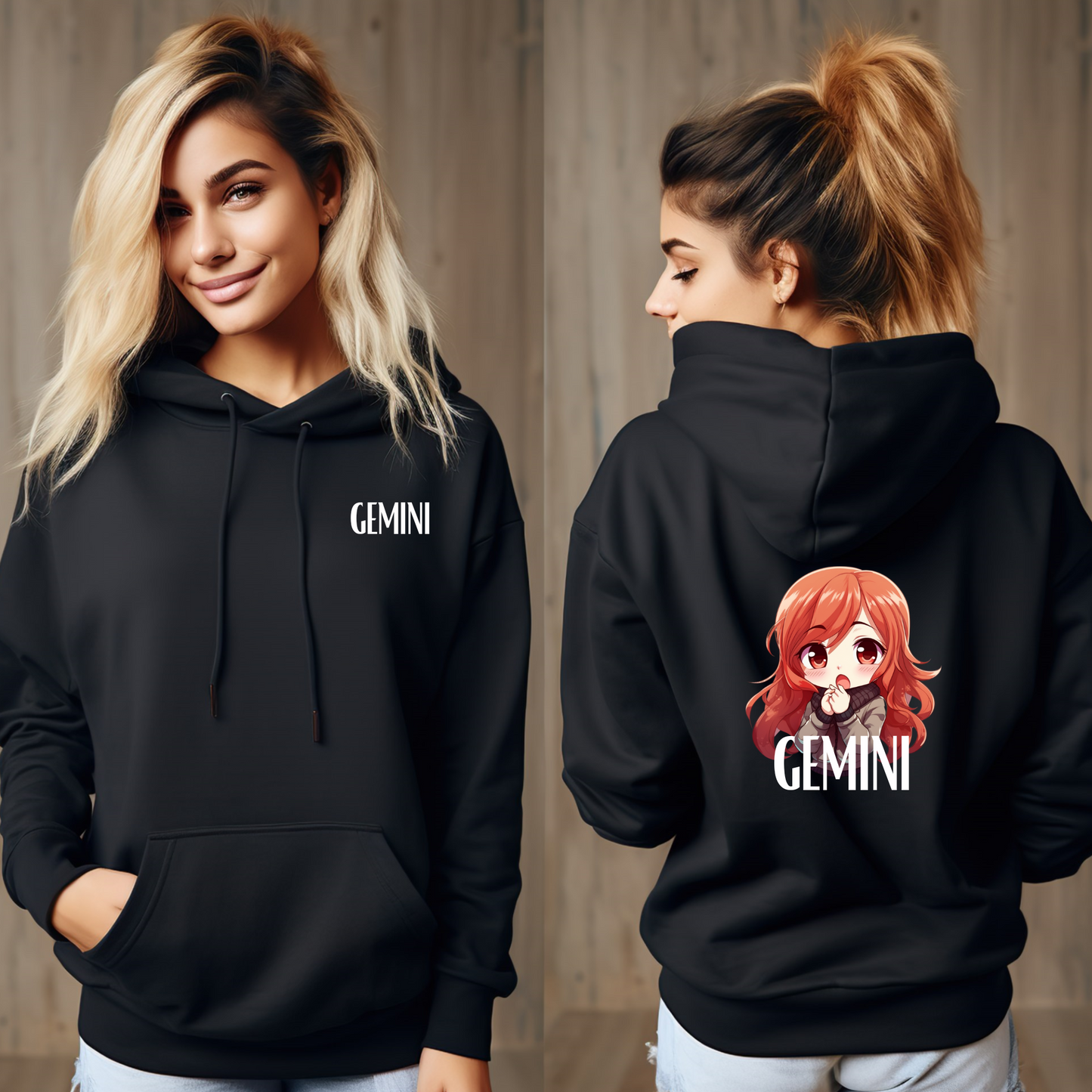 GEMINI FEMALE BLACK HOODIE