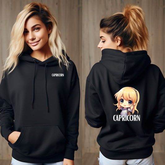 CAPRICORN FEMALE BLACK HOODIE