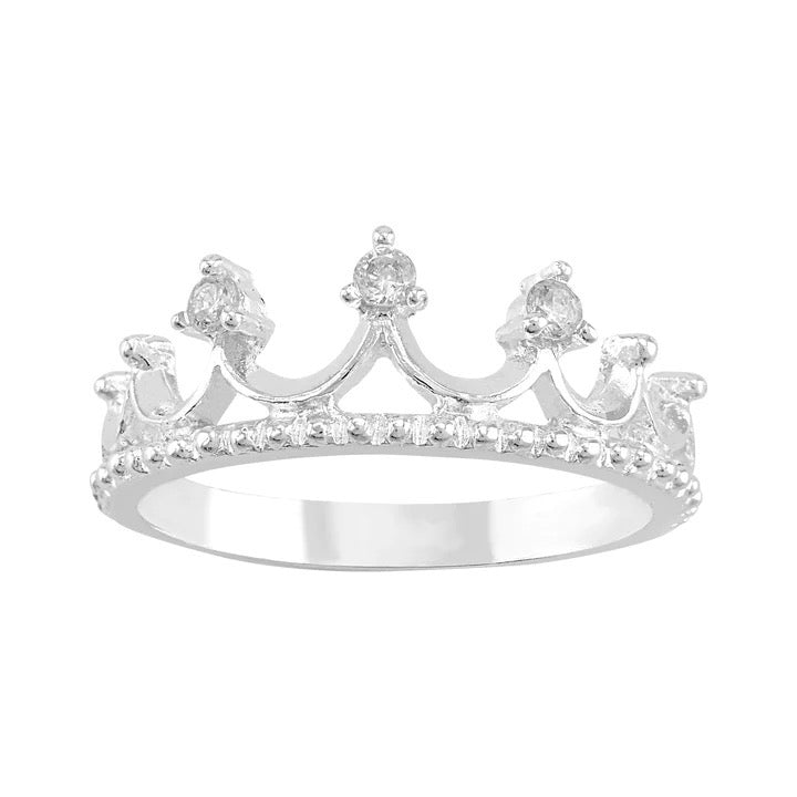 SILVER CROWN RING