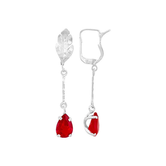 RUBY DROP SILVER EARINGS