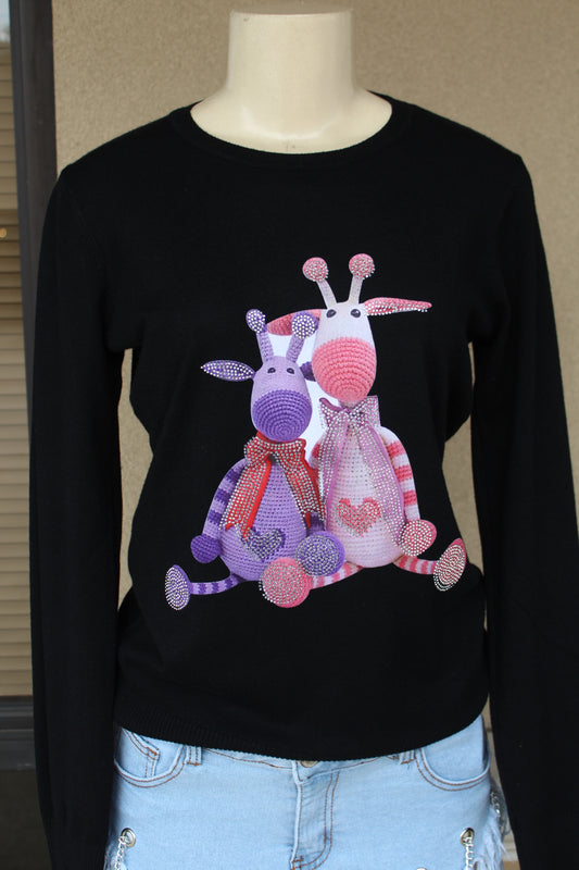 BLACK LONG SLEEVE STUFFED TOYS SHIRT